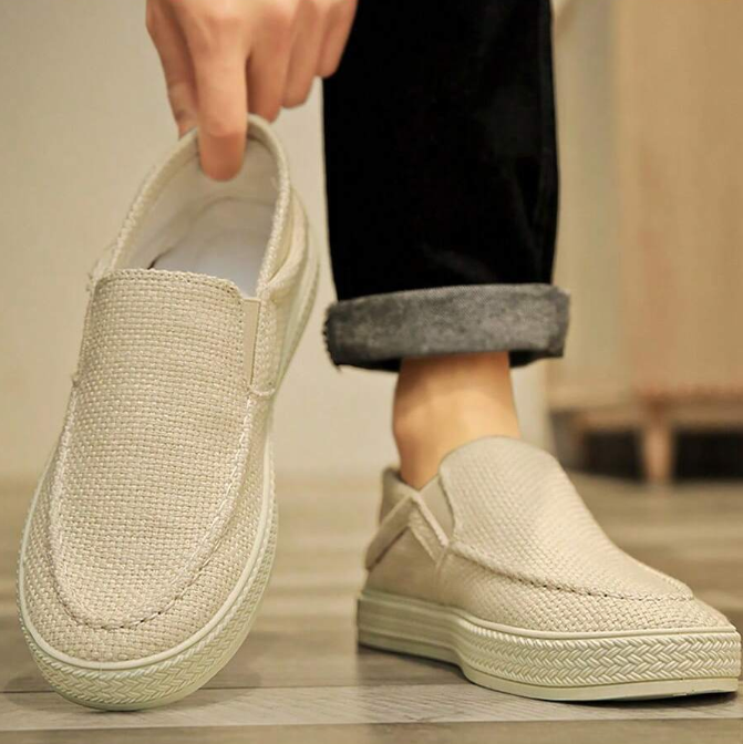 Men's Fashion Casual Sports Sneakers Canvas Slip-On Loafers with Arch Support - Eliminate the pain caused by flat feet and plantar fasciitis