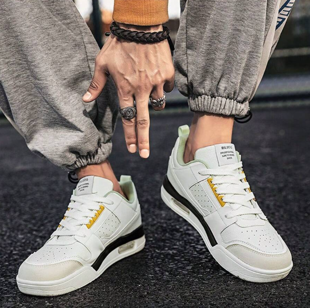 ??Last Day Promotion 70% OFF ??Men's Anti-Slip Graphic Color Block Lace-Up Sports Shoes, Outdoor Skateboarding Sneakers