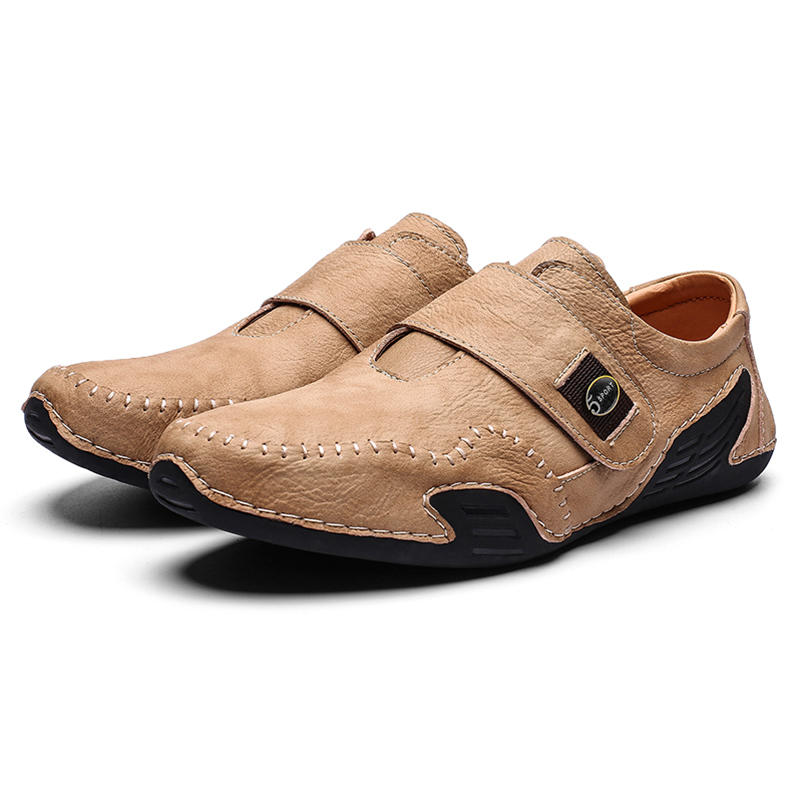 ???? Hot Sale! Limited Stock! ??????Men's Outdoor Casual Low-Top Soft Leather Velcro Easy On/Off Shoes