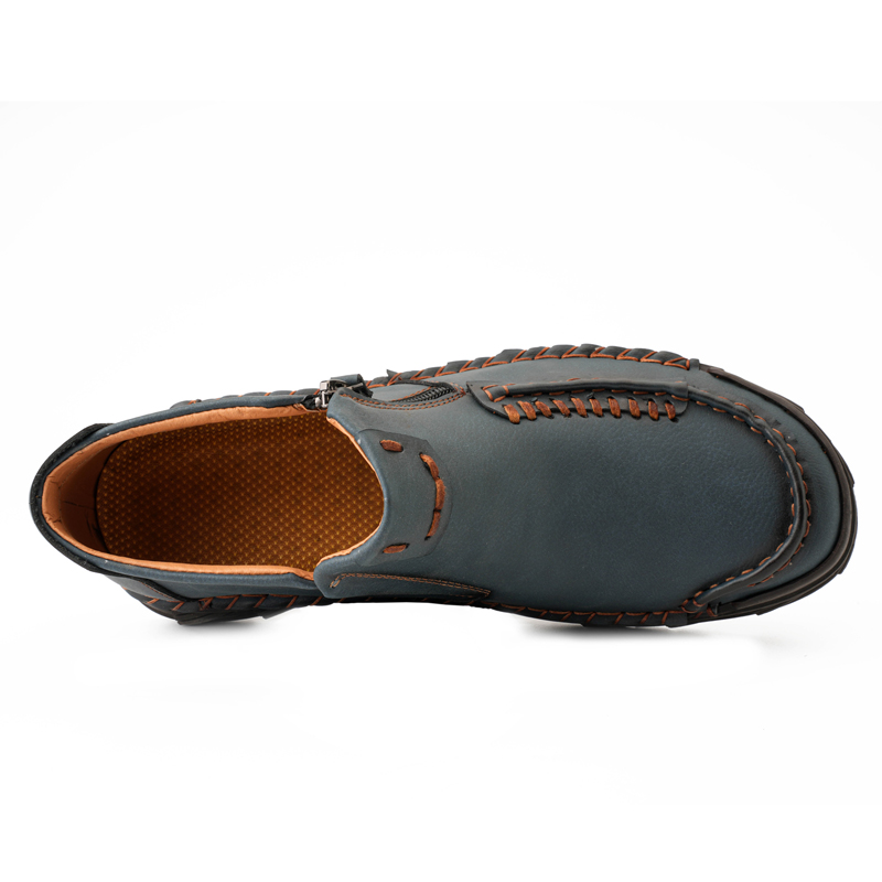 Men's Casual Leather Hand-Stitched Comfortable Non-Slip Slip-On Driving Shoes