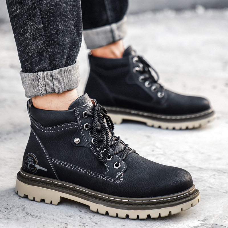 Men's Arch Support Genuine Leather Orthopedic Hiking Combat Boots