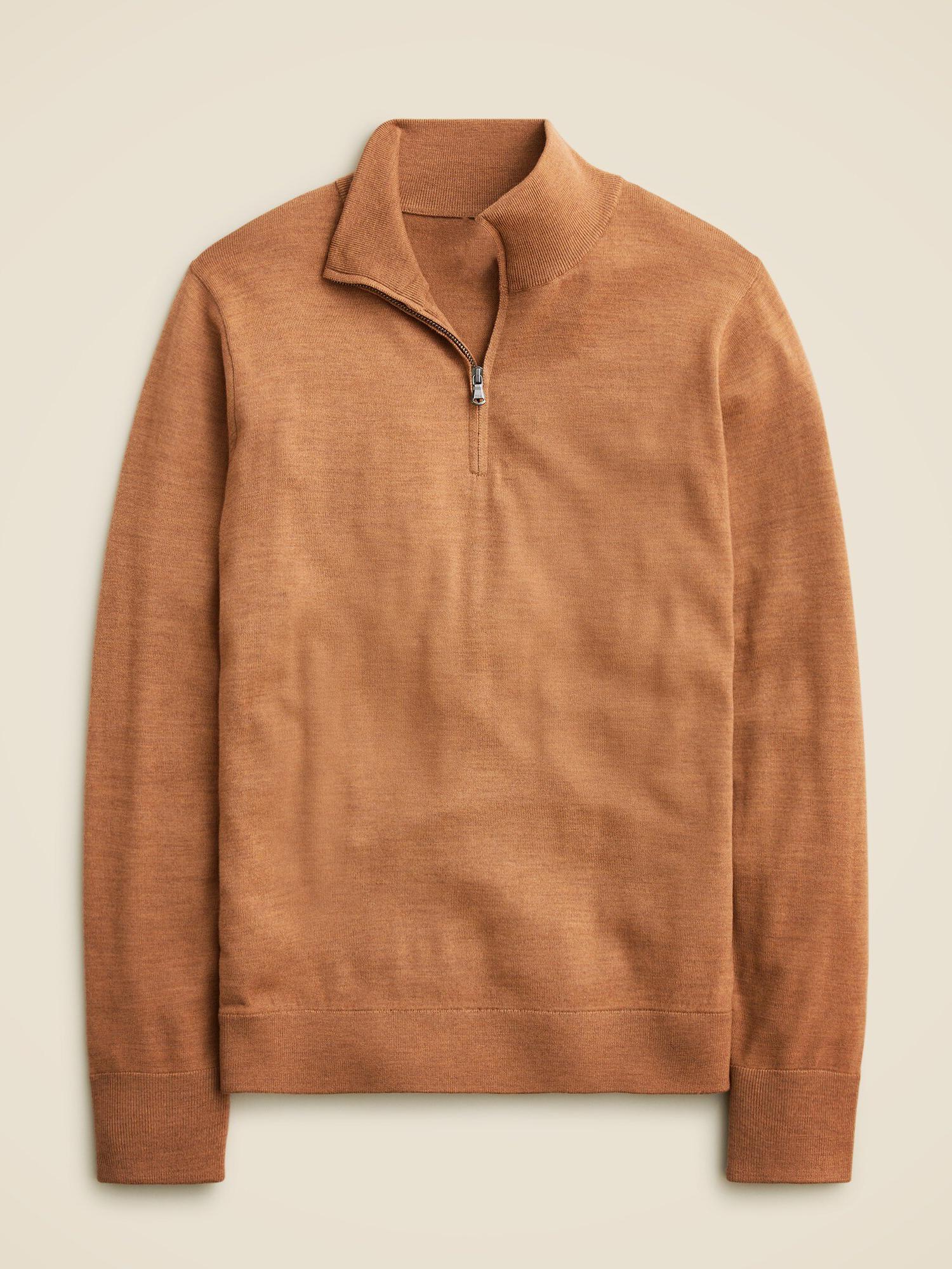 Camel Quarter Zip Knit Sweater