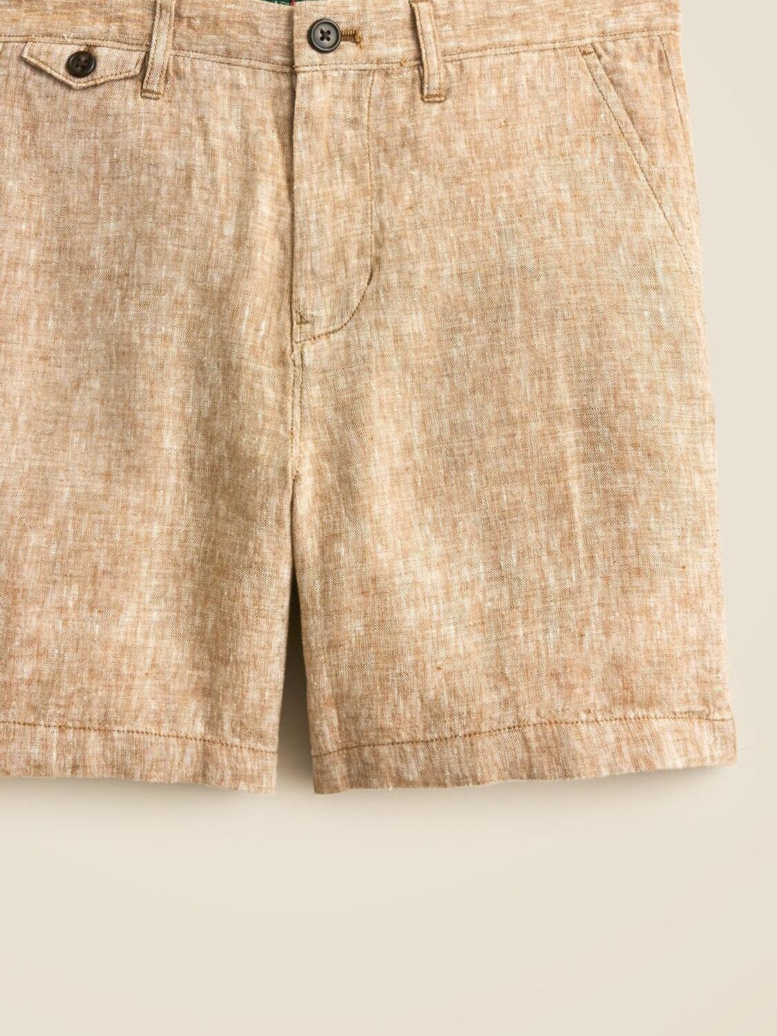 Light Brown Linen Texture Shorts
