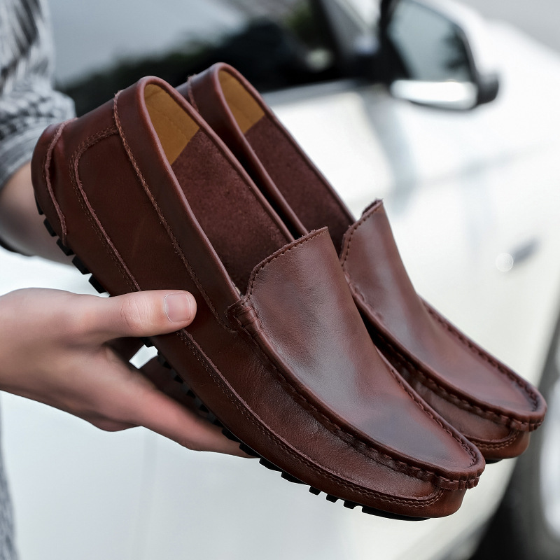 Phanile? Men's Genuine Leather Casual Business Driving Slip-On Loafers