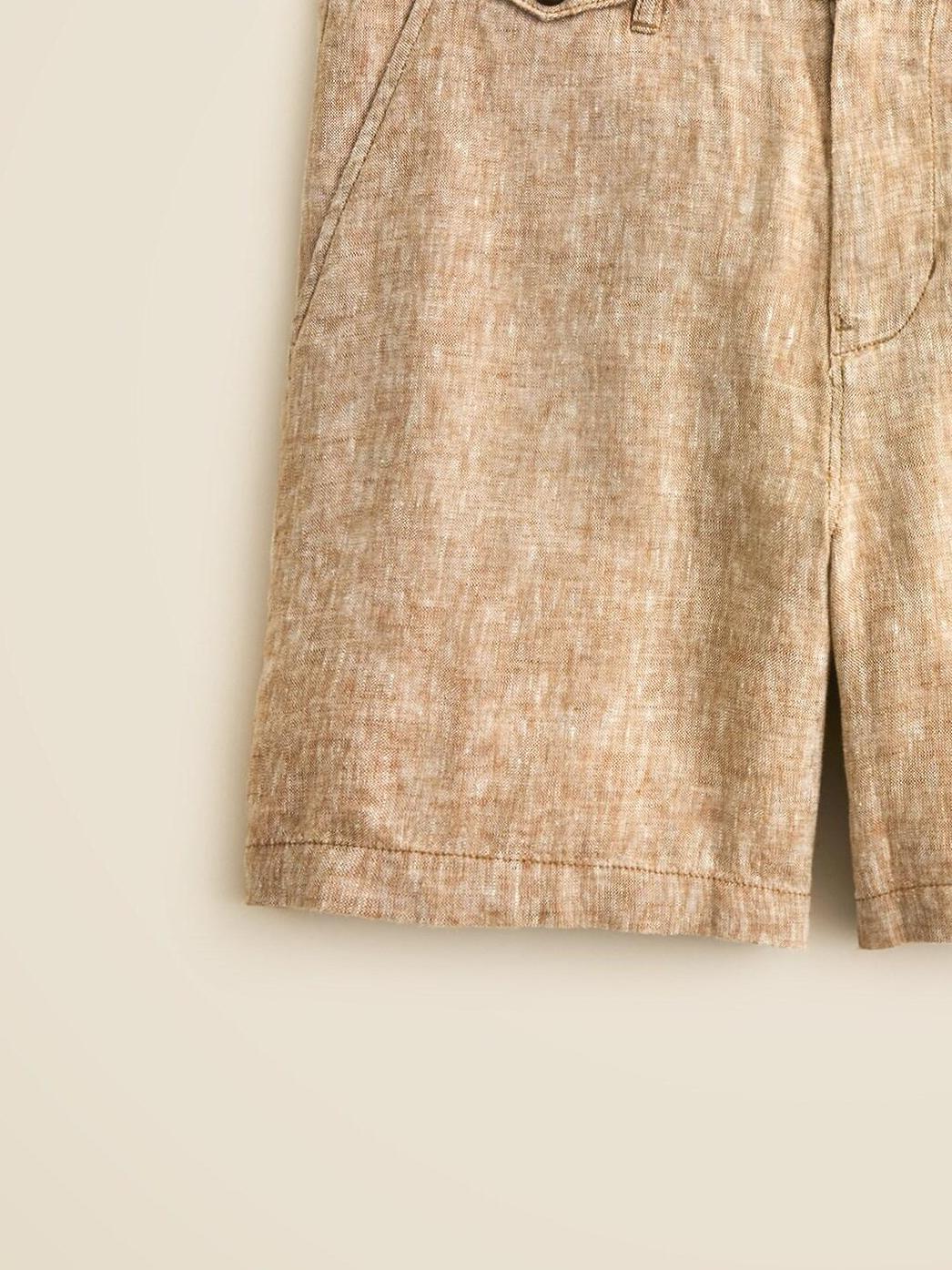 Light Brown Linen Texture Shorts