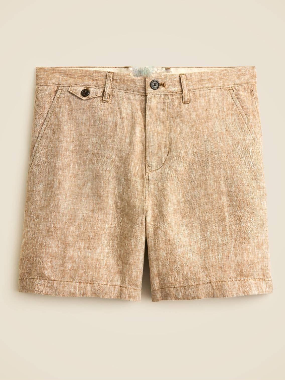 Light Brown Linen Texture Shorts