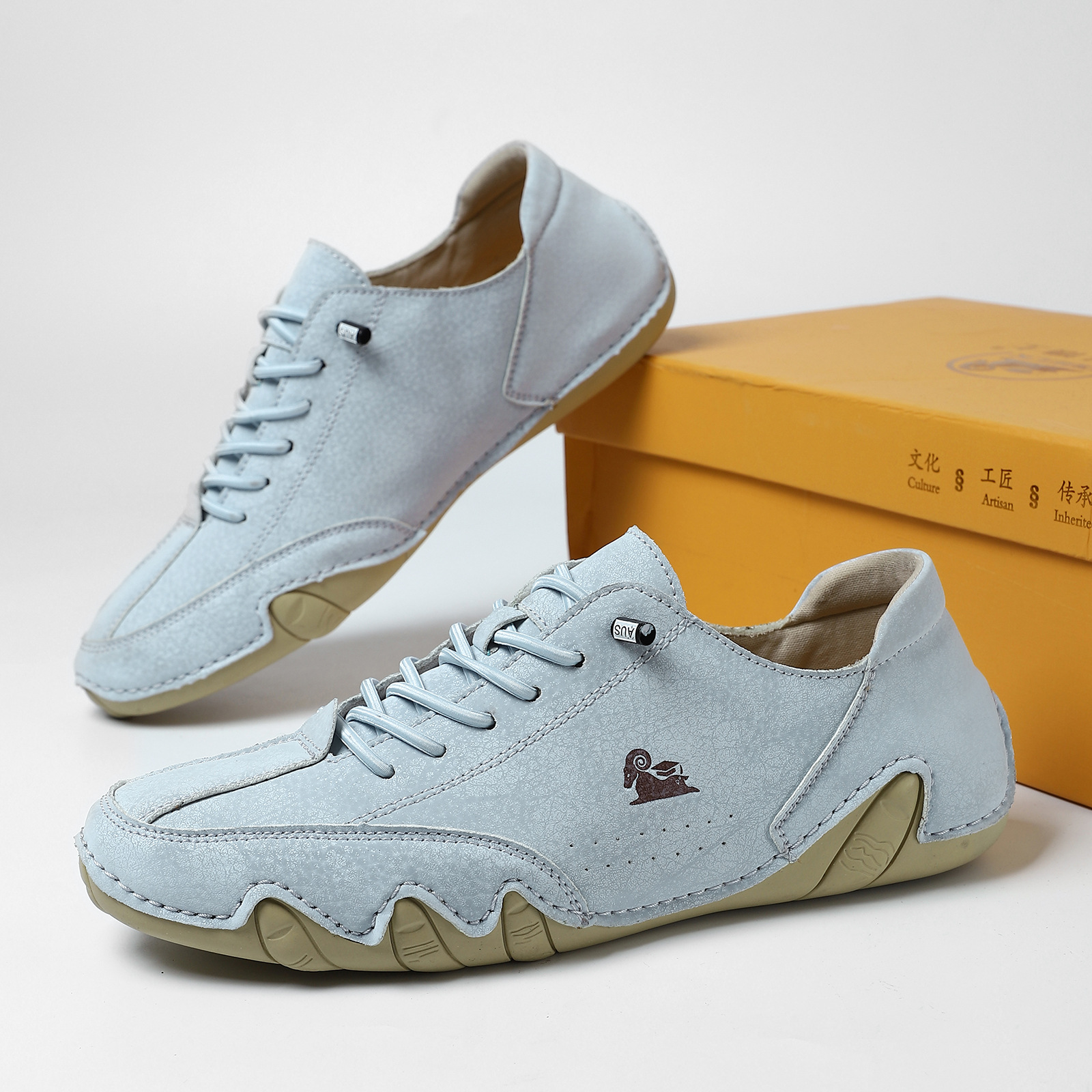 Men's Handmade Velcro Suede Beck Shoes Waterproof Leather Casual Sneakers Non-Slip Breathable