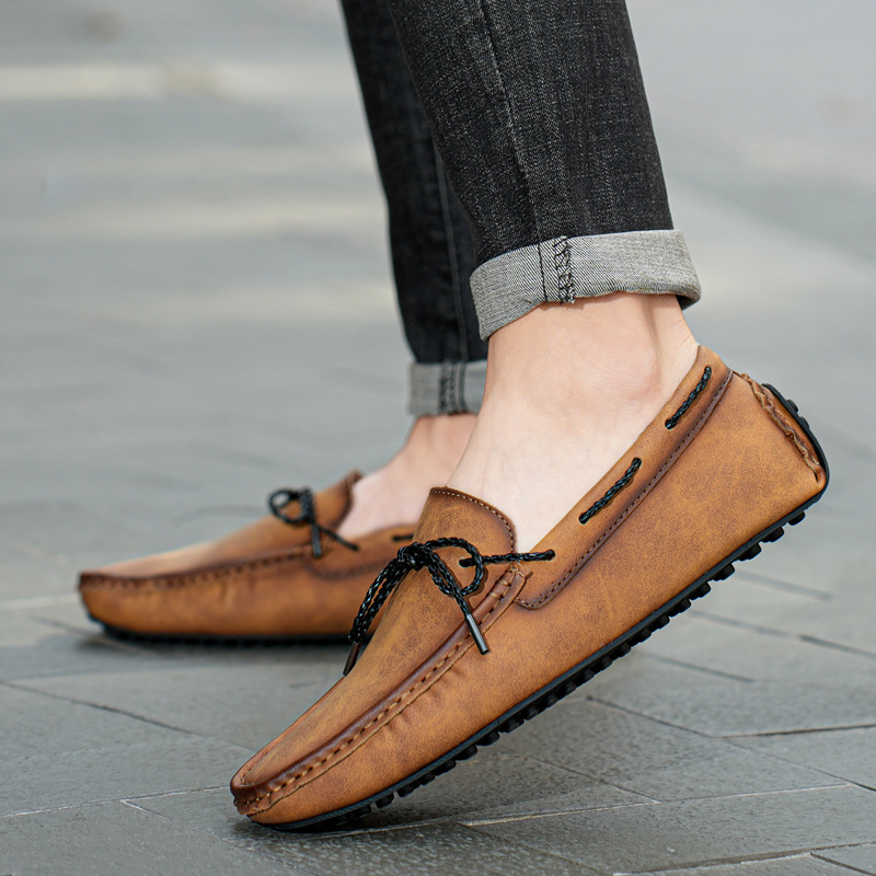 ??Last Day Promotion 70% OFF ??Men's Driving Shoes Penny Loafers Casual Vintage Brown Slip-On Slouchy Shoes