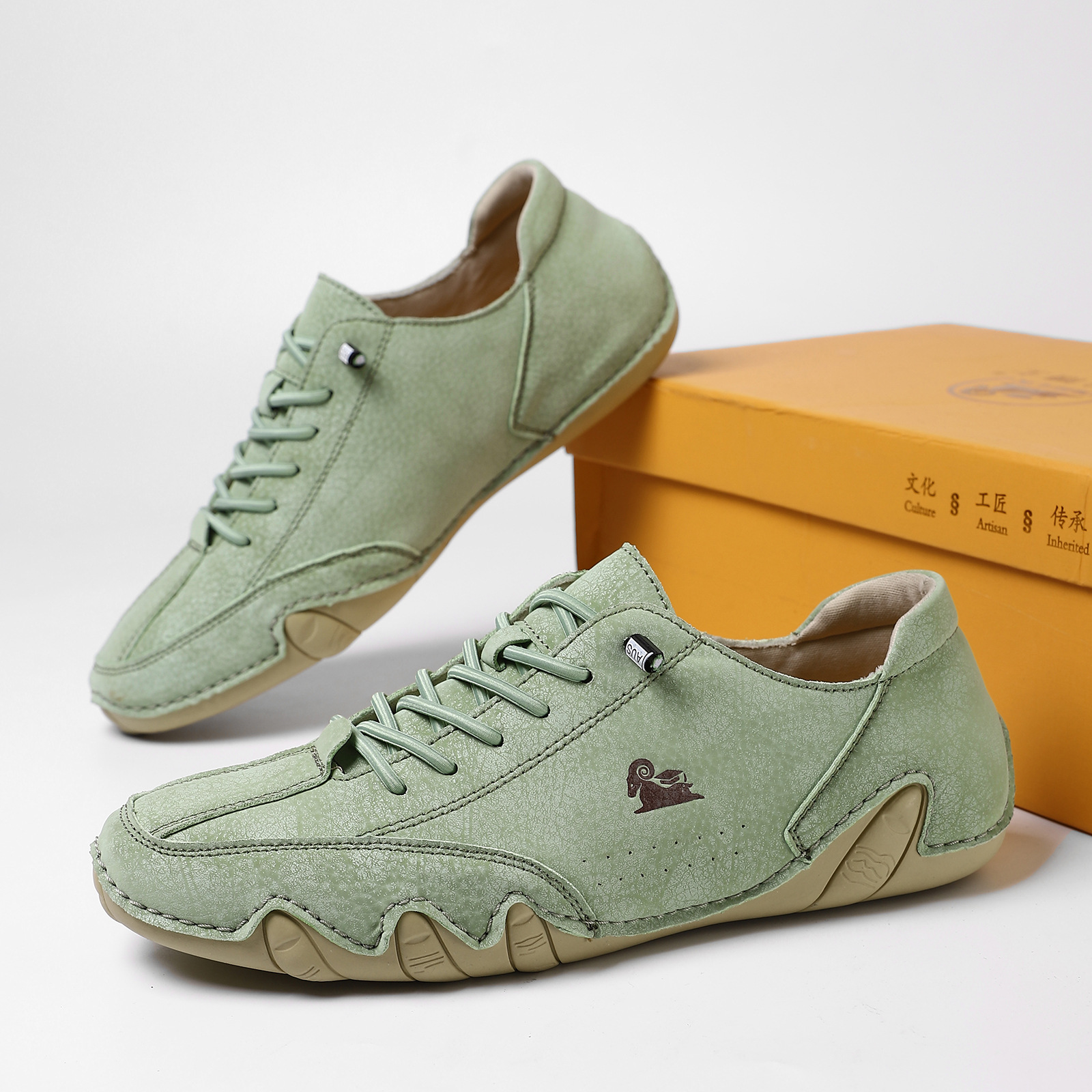 Men's Handmade Velcro Suede Beck Shoes Waterproof Leather Casual Sneakers Non-Slip Breathable