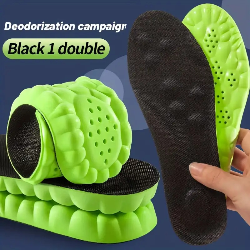 1pair 4D Sport Insoles, Soft Breathable High-elasticity Shoe Cushions, Shock Absorption Shoe Pads