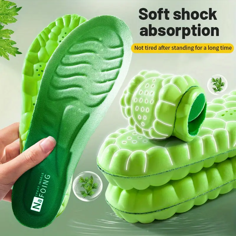 1pair 4D Sport Insoles, Soft Breathable High-elasticity Shoe Cushions, Shock Absorption Shoe Pads