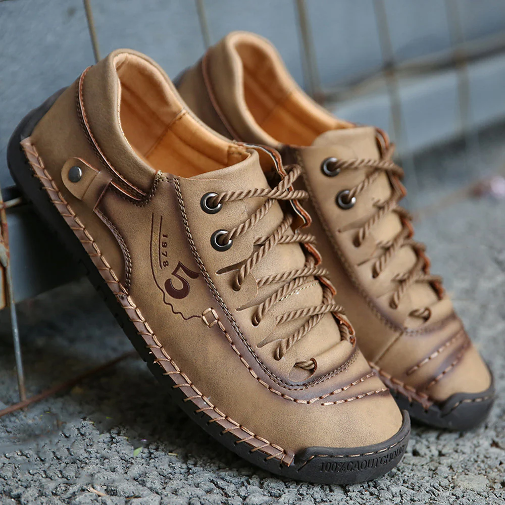 Men's Handmade Velcro Suede Beck Shoes Waterproof Leather Casual Sneakers Non-Slip Breathable