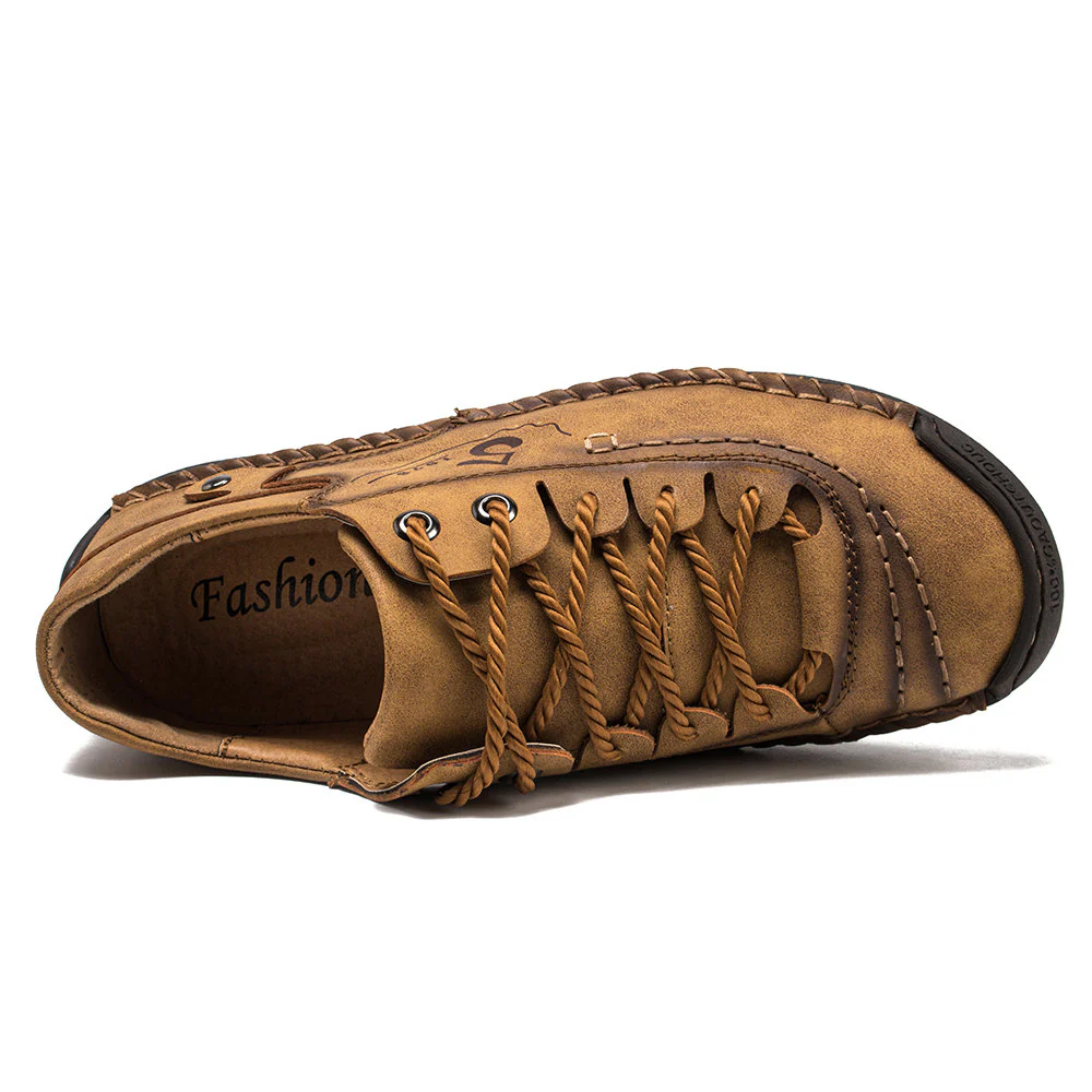 Men's Handmade Velcro Suede Beck Shoes Waterproof Leather Casual Sneakers Non-Slip Breathable
