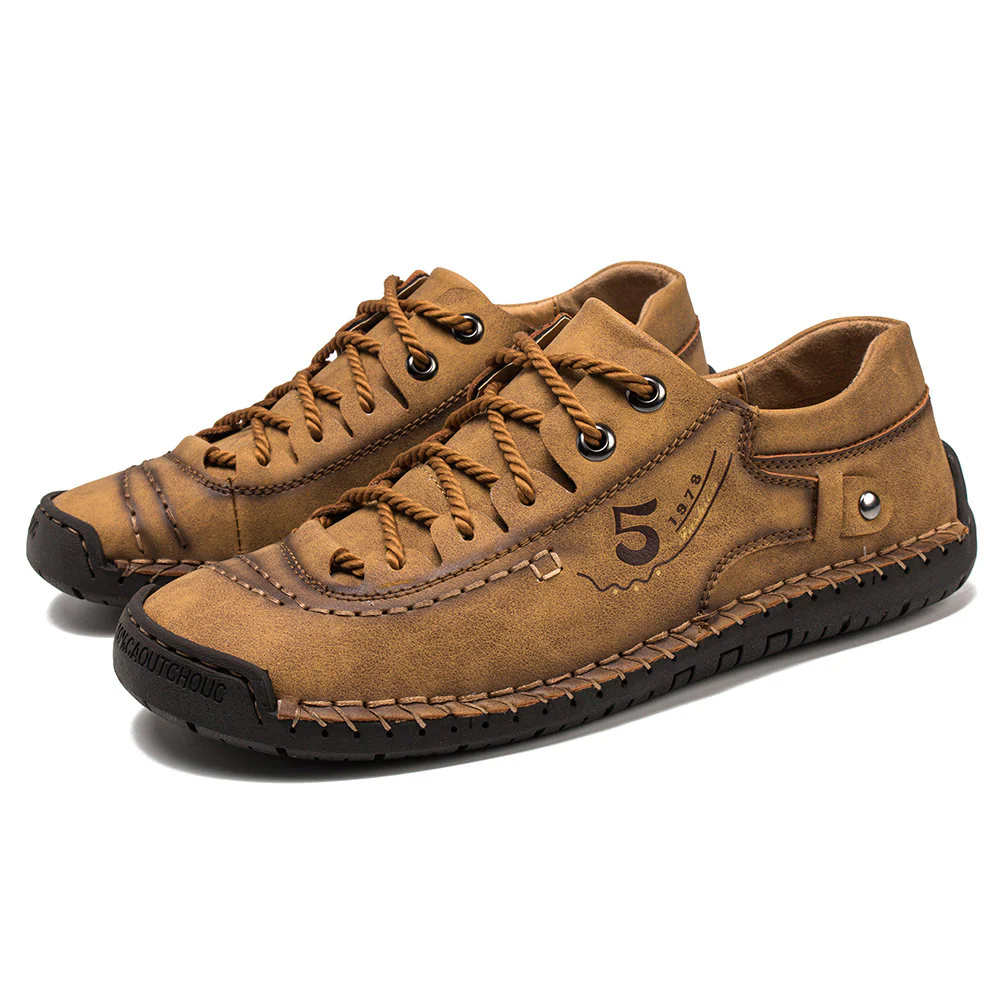 Men's Handmade Velcro Suede Beck Shoes Waterproof Leather Casual Sneakers Non-Slip Breathable