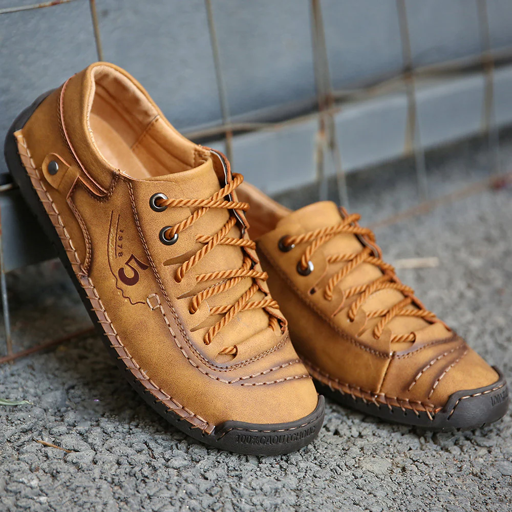 Men's Handmade Velcro Suede Beck Shoes Waterproof Leather Casual Sneakers Non-Slip Breathable