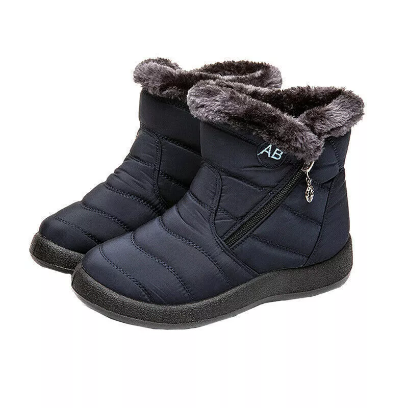 Winter Waterproof Women Shoes Snow Boots Fur-lined Slip On Warm Ankle Size