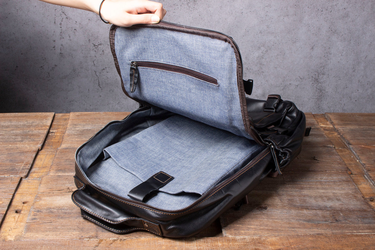 leather mens backpack