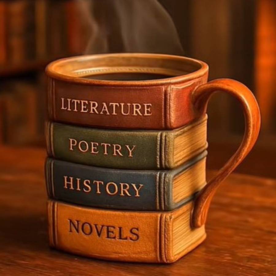 Nouveau mug livre peint, grande capacité, épais avec anse, tasse à café