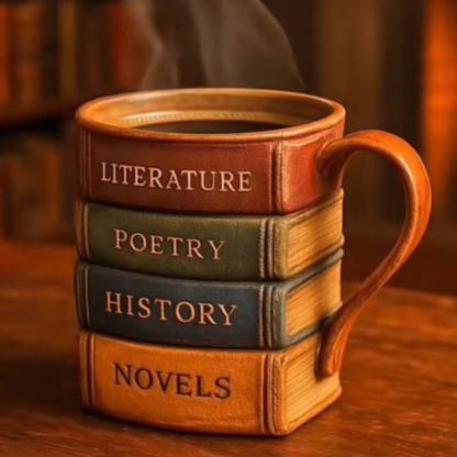 Nouveau mug livre peint, grande capacité, épais avec anse, tasse à café