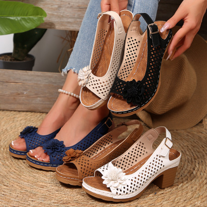 Dernier Jour : -50 % – Nouveauté 2025 : Sandales À Talons Fleuries Pour Femme