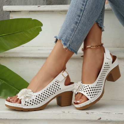 Dernier Jour : -50 % – Nouveauté 2025 : Sandales À Talons Fleuries Pour Femme