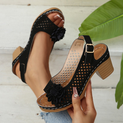 Dernier Jour : -50 % – Nouveauté 2025 : Sandales À Talons Fleuries Pour Femme