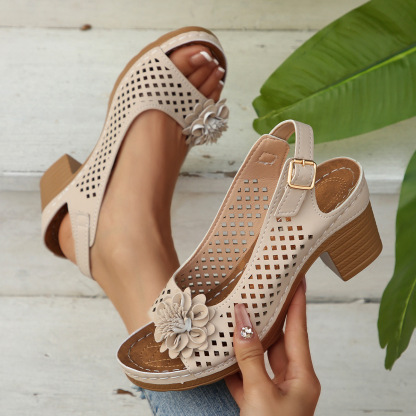 Dernier Jour : -50 % – Nouveauté 2025 : Sandales À Talons Fleuries Pour Femme