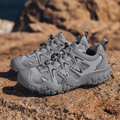 Chaussures de sport pour hommes à semelle épaisse, en mesh respirant, avec soutien de la voûte plantaire, idéales pour la randonnée