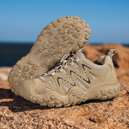 Chaussures de sport pour hommes à semelle épaisse, en mesh respirant, avec soutien de la voûte plantaire, idéales pour la randonnée