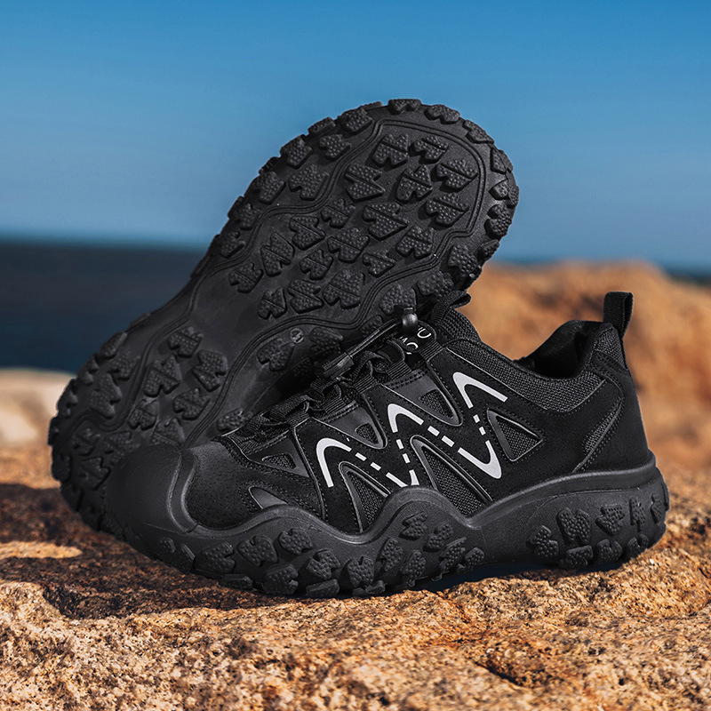 Chaussures de sport pour hommes à semelle épaisse, en mesh respirant, avec soutien de la voûte plantaire, idéales pour la randonnée