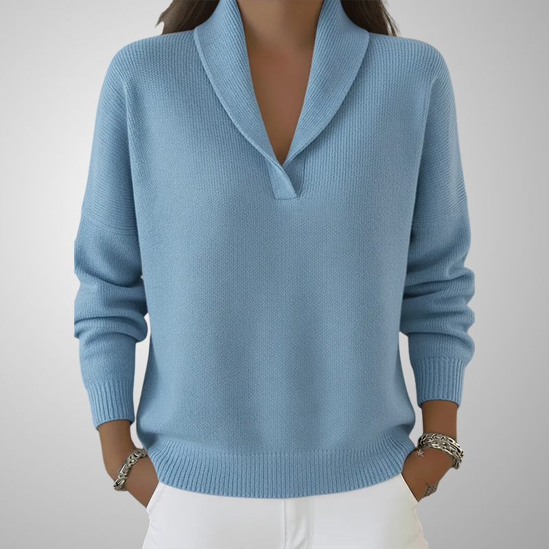 Last Day 70% Off - Elegant 80s Shawl Collar Solid Color Pullover Sweater Top
