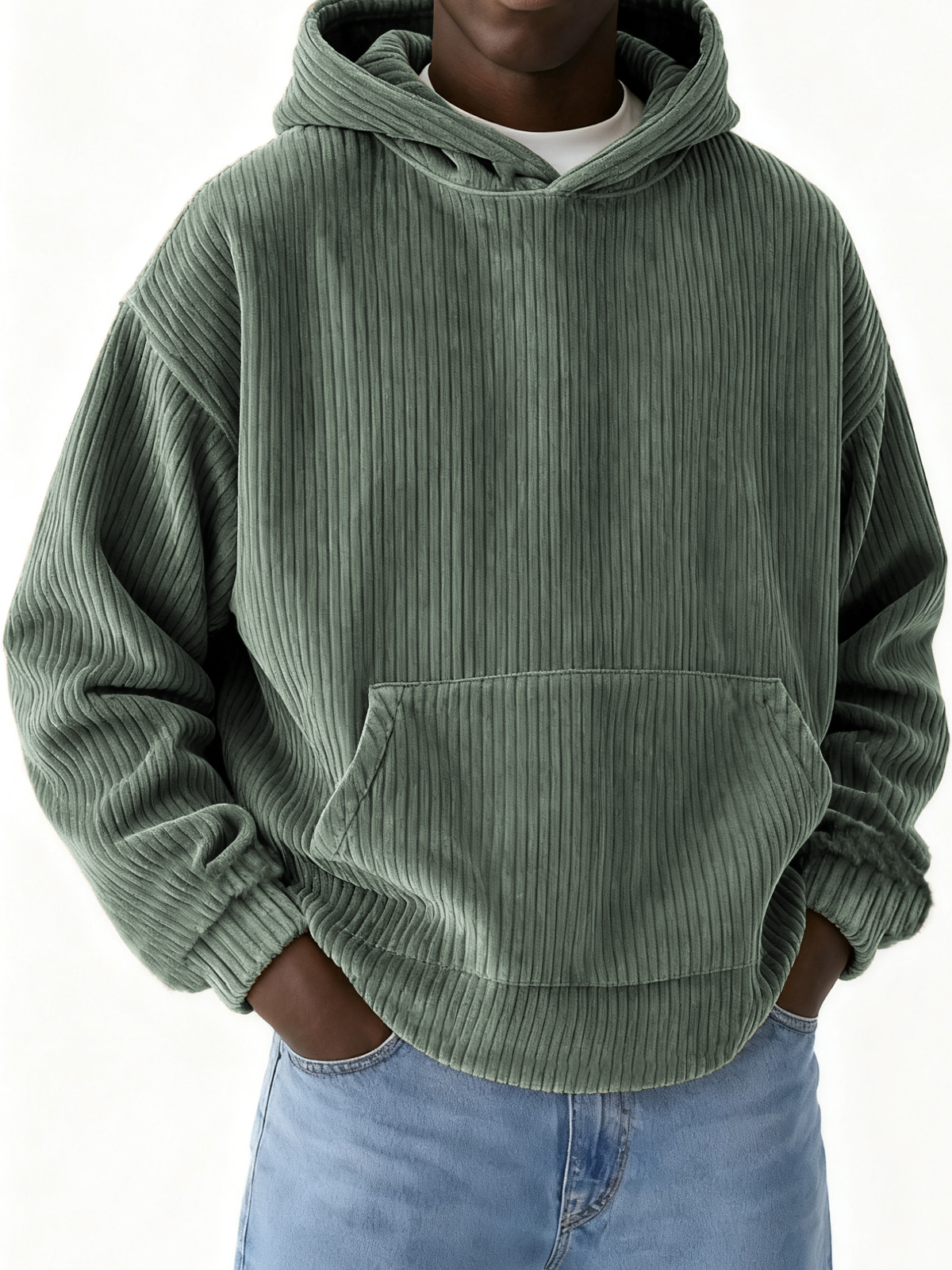 Men's Basic Casual Corduroy Hoodie
