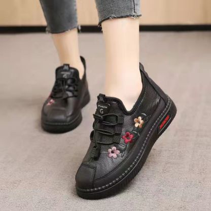 Chaussures de neige en coton brodé, épaisses et doublées, pour femmes, à la mode