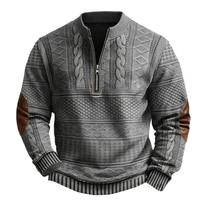 Now 70% Off - Men’s Western-Style Wool Half-Zip Pullover