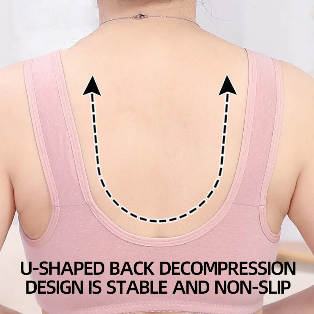 Soutiens-gorge Pure Pink Daisy - Soutiens-gorge en coton sans armature à fermeture avant, grande taille de bonnet