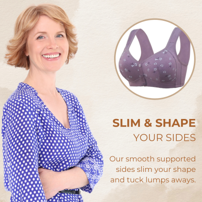 Soutiens-gorge Purple Daisy - Soutiens-gorge en coton sans armature à fermeture avant, grande taille de bonnet