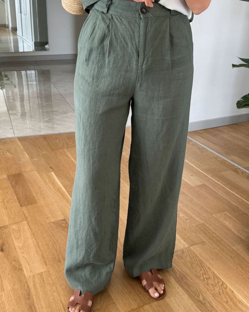 Ensemble deux pièces décontracté : gilet uni et pantalon