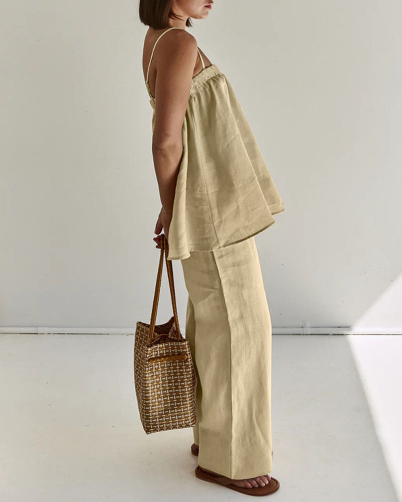 Ensemble deux pièces décontracté à bretelles chic