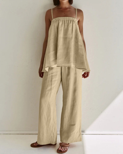 Ensemble deux pièces décontracté à bretelles chic