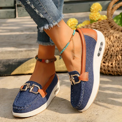 Chaussures de marche décontractées pour femmes avec décoration chaîne, confortables