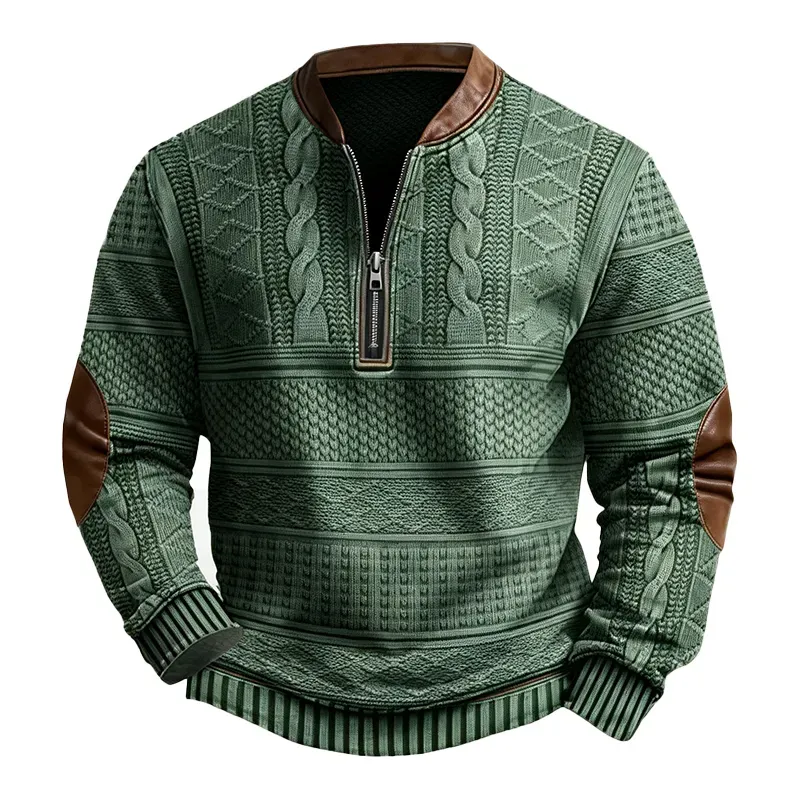 Now 70% Off - Men’s Western-Style Wool Half-Zip Pullover