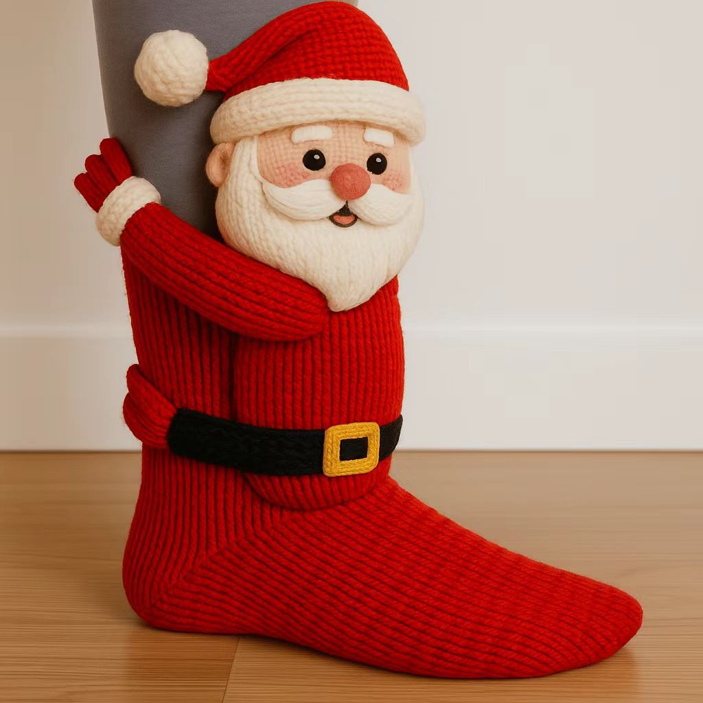 Chaussettes de Noël festives - Chaussettes de Noël en tricot 3D