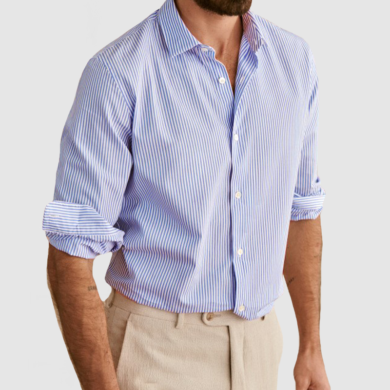 Chemise à rayures en coton pour homme, idéale pour un usage quotidien