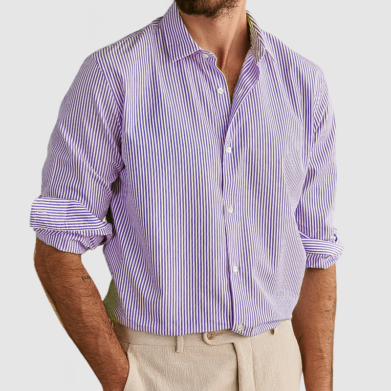 Chemise à rayures en coton pour homme, idéale pour un usage quotidien
