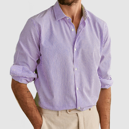 Chemise à rayures en coton pour homme, idéale pour un usage quotidien