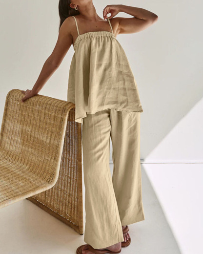 Ensemble deux pièces décontracté à bretelles chic