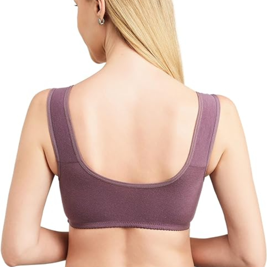 Soutiens-gorge Purple Daisy - Soutiens-gorge en coton sans armature à fermeture avant, grande taille de bonnet