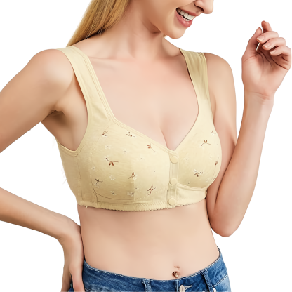 Soutiens-gorge Beige Daisy - Soutiens-gorge en coton sans armature à fermeture avant, grande taille de bonnet
