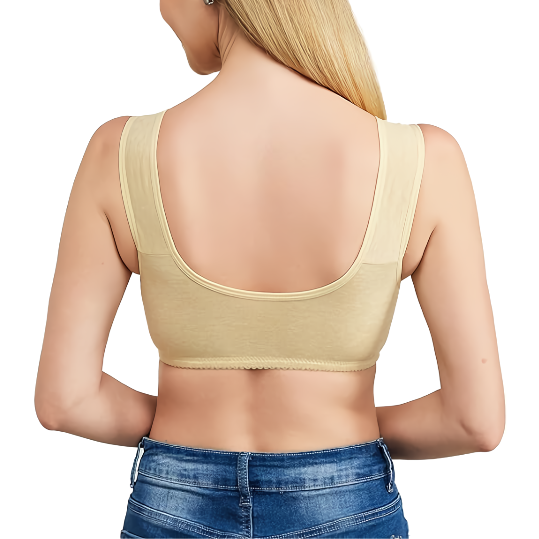 Soutiens-gorge Beige Daisy - Soutiens-gorge en coton sans armature à fermeture avant, grande taille de bonnet