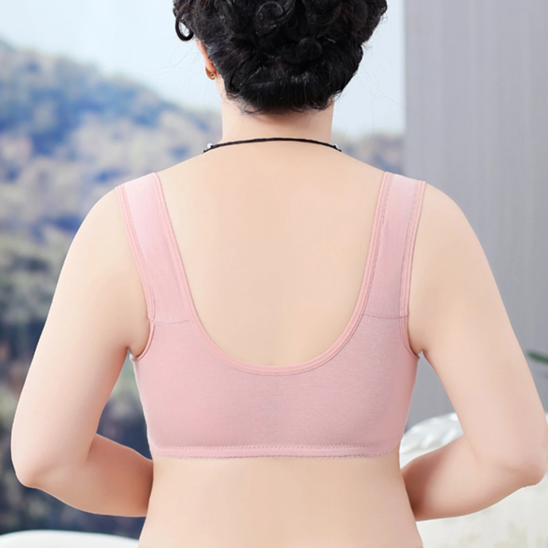 Soutiens-gorge Pure Pink Daisy - Soutiens-gorge en coton sans armature à fermeture avant, grande taille de bonnet